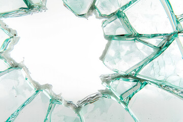 Obraz premium Glass Cracks Of A Broken Window With A Hole On A Neutral White Background Created Using Artificial Intelligence