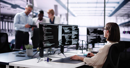 Software Engineer Developer Using Desktop Computer