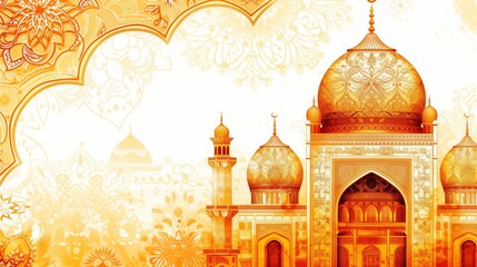 Islamic display decoration background with mosque, lantern, ramadan kareem, mawlid, iftar, isra miraj, eid al fitr adha, muharram, 3D illustration