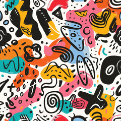 Fun pattern background with abstract shapes and colors