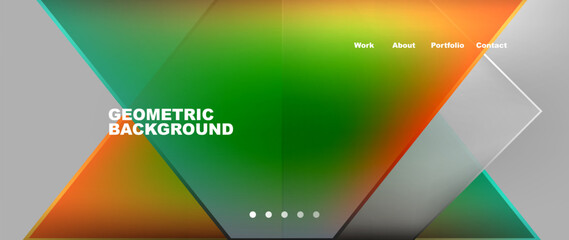 Metal triangles with colorful bright triangles. Geometric modern minimalist design template