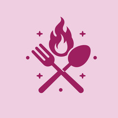 purple spoon and fork vector design