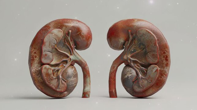 Human kidney anatomy with white background for science learning