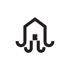 squid house simple logo design icon.