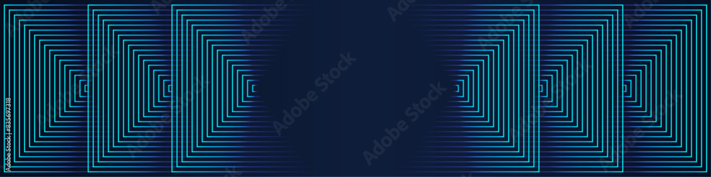 Leinwandbilder Technology abstract background with glowing blue green geometric lines design. Modern shiny blue geometric pattern with rectangular line pattern. Horizontal banner template overlay layer