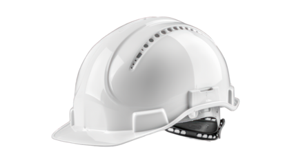 White safety helmet isolated on a transparent background