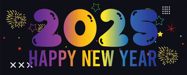 Happy new year 2025 with number on art wall concept. Happy new year 2025 modern art