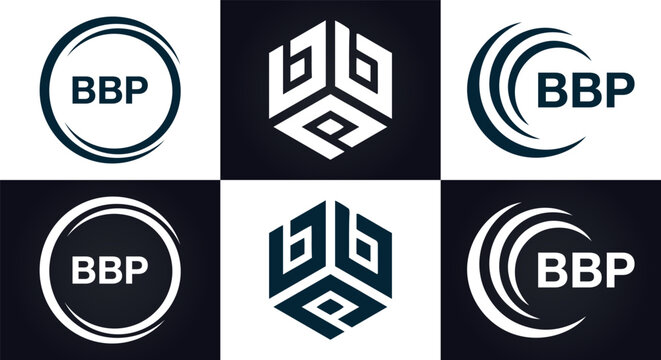 BBP logo. B B P design. White BBP letter. BBP, B B P letter logo design. B B P letter logo design in FIVE, FOUR, THREE, style. letter logo set in one artboard. B B P letter logo vector design.