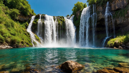 Obraz premium paradise waterfall landscape view