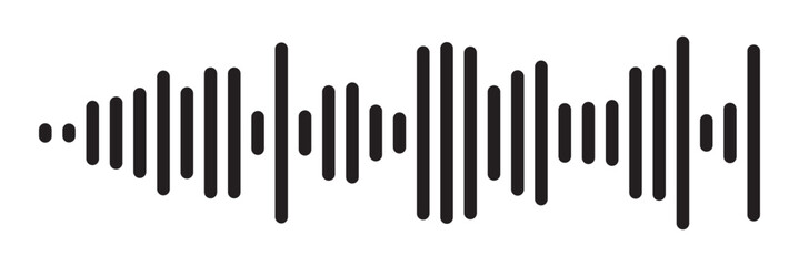 Sound icon, audio wave symbol set, soundwave silhouettes isolated on white background in eps 10.