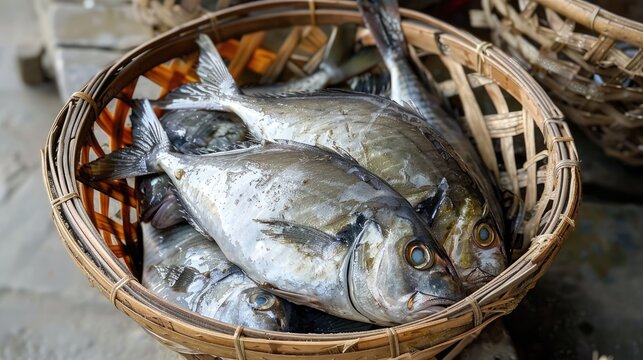 Pomfret fish available in Digha West Bengal s local fish market