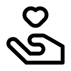 donation hand love line icon