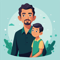 father and son father's day special vector illustration