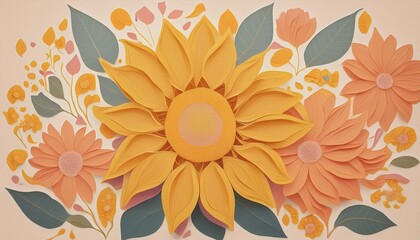 Beautiful sunflowers blooming in summer