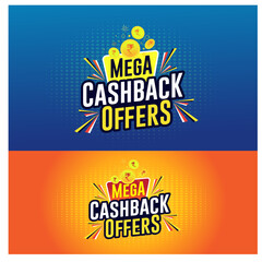 Mega Cashback Offers Logo, Shopping, Sale, Retail, Super Market, Advertising, Promotional Template