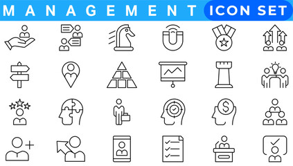 Business and management line icons set. Management icon collection. Vector illustrator