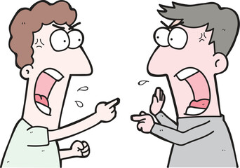 Two people arguing cartoon
