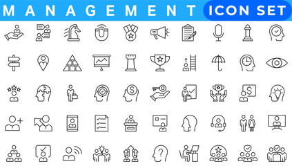 Business and management line icons set. Management icon collection. Vector illustrator