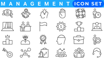 Business and management line icons set. Management icon collection. Vector illustrator