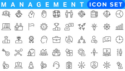 Business and management line icons set. Management icon collection. Vector illustrator