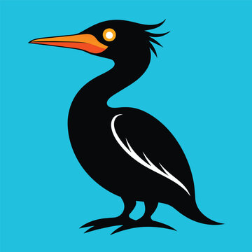 recommend clip art: Solid color Cormorant animal vector design