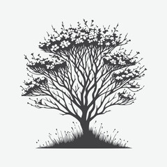 Print Captivating Blackthorn Tree Silhouette, A Timeless Natural Elegance