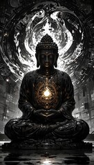 Fototapeta premium 未来風の仏陀像,Generative AI AI画像