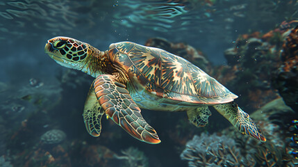 Obraz premium Sea Turtle in the Ocean Aspect 16:9 Turtle 
