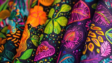 Printed Patterns with Vibrant Multicolored Designs of Flowers or Lines