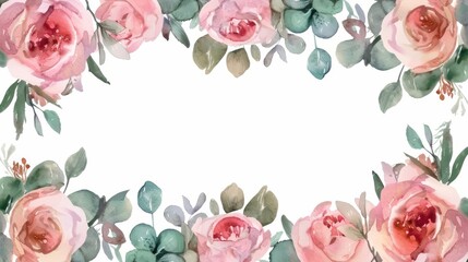 A seamless watercolor botanical pattern of flowers flourishes against a white background, making it for wedding invitation designs