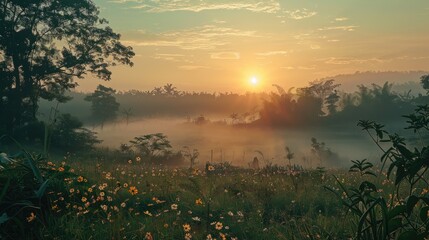 Dawn in the rural area