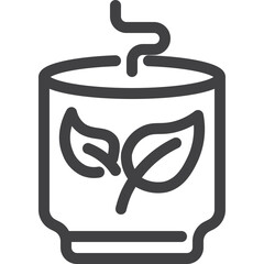 Hot tea cup line icon on white background