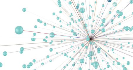 Abstract polygonal space with connecting dots and lines. Dark background. Connection structure. 3d Widescreen