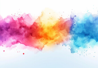 abstract watercolor splashes on white background,  rainbow color Watercolor splash paint background, on white background, rainbow colors splash colorful  