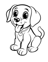 Fototapeta premium Canine Fun: Simple Puppy Coloring Page - Dog illustration - Line Art - Simple Patterns- Printable pages - Relaxing Coloring Pages - Easy Coloring Pages - Vertical composition 