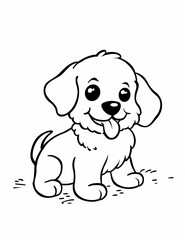 Puppy Play: Simple Line Art Coloring Page - Dog illustration - Coloring Pages for All Ages  - Line Art  - Simple Patterns - Black and white - Printable pages - Easy Coloring Pages