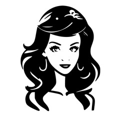 girl icon with simple hair vector