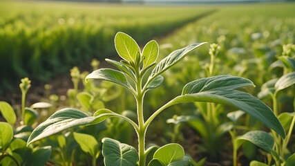 Obraz premium Amidst the beauty of the countryside, a young Withania plant can be seen growing in a field, exemplifying their dicotyledonous traits