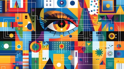 Geometric abstract eye vision pattern. Future background concept.