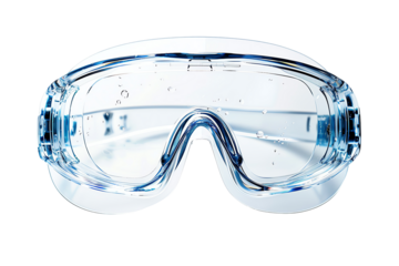 Eye protection goggle made of plastic.