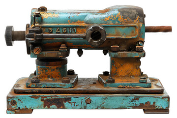 Old rusty blue green industrial machine
