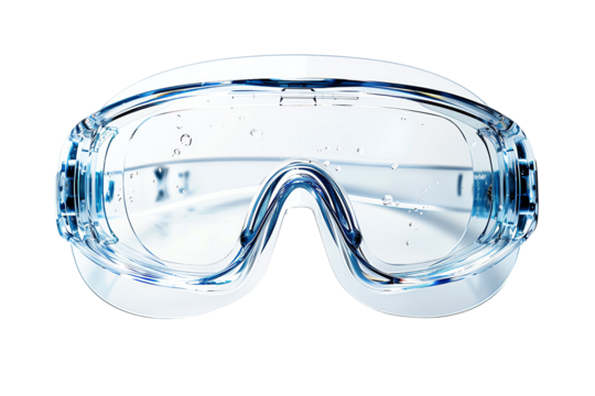 Eye protection goggle made of plastic.