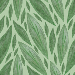 Cute Floral Seamless Pattern with Cornflower Leaf. Abstract Floral Pattern. Leaves Ornamental Texture. Flourish Nature Summer Garden Textured Floral Background.