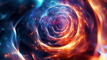 Radiant spiral of glowing energy fibers