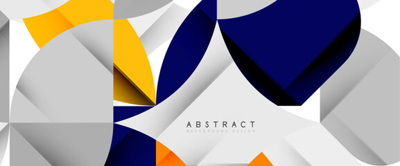 Minimal geometric elements on white. Petals, round triangles, star