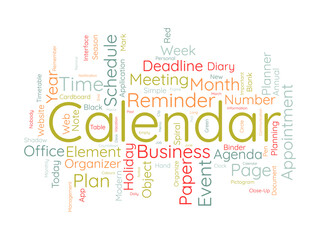 Fototapeta premium Calendar word cloud template. Diary planning concept vector tagcloud background.