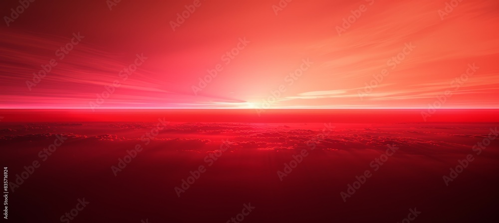 Wall mural sunset sky with red light. generative ai technology.