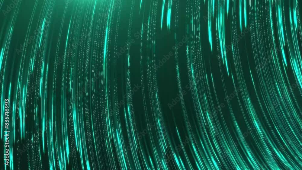 Canvas Prints cyan glowing bending lines flowing on dark background. big data, technology modern backdrop