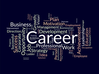 Career word cloud template. Success work concept vector tagcloud background.
