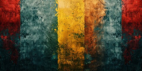 An abstract grunge background with yellow, red, and green color.